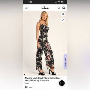 NWT Lulus Black Floral Jumpsuit